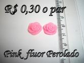 BIS90-Flor rosa fluor perolada -o par
