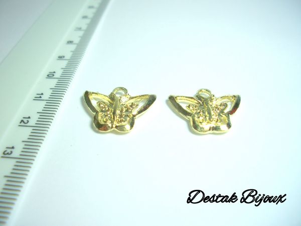 PIN23-PINGENTE DOURADO BORBOLETINHA-O PAR