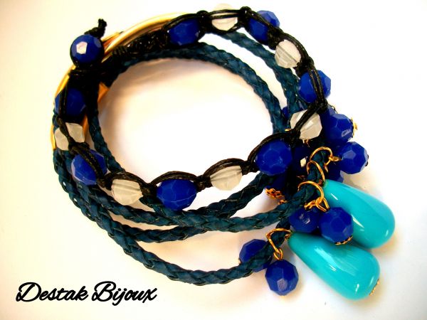 CONJUNTO DE PULSEIRAS AZUL-5 PEÇAS